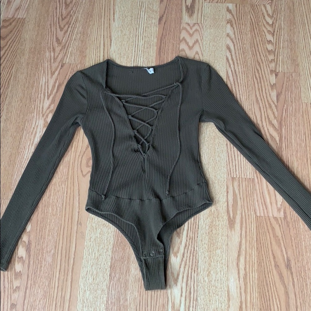 Long sleeve lace up top